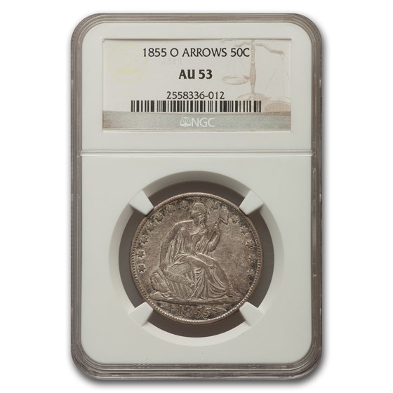 1855-O Liberty Seated Half Dollar w/Arrows AU-53 NGC 1855-O Liberty Seated Half Dollar w/Arrows AU-53 NGC